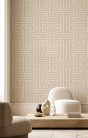 Cristiana Masi Sintesi vinyl, vlies anyagú, beige, barna színű, geometriai, Modern tapéta