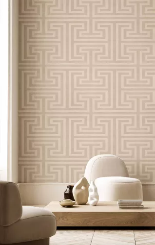 Cristiana Masi Sintesi vinyl, vlies anyagú, beige, barna színű, geometriai, Modern tapéta