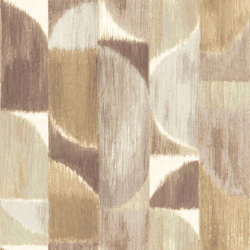 Cristiana Masi Sintesi vinyl, vlies anyagú, barna, zöld, beige színű, geometriai, Modern tapéta