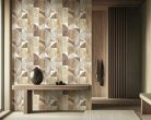 Cristiana Masi Sintesi vinyl, vlies anyagú, barna, zöld, beige színű, geometriai, Modern tapéta