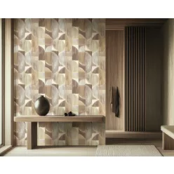   Cristiana Masi Sintesi vinyl, vlies anyagú, barna, zöld, beige színű, geometriai, Modern tapéta