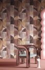 Cristiana Masi Sintesi vinyl, vlies anyagú, barna, mályva, szürke színű, geometriai, Modern tapéta