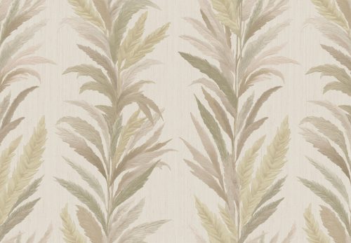 Cristiana Masi Ornamenta vlies, vinyl anyagú, beige, zöld színű, leveles, Klasszikus tapéta