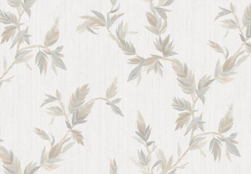 Cristiana Masi Ornamenta vlies, vinyl anyagú, vajszínű, szürke, beige színű, ágas, leveles, Klasszikus tapéta