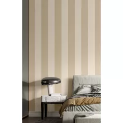   Cristiana Masi Ornamenta vlies, vinyl anyagú, beige, barna színű, csíkos, Klasszikus tapéta