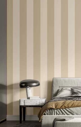 Cristiana Masi Ornamenta vlies, vinyl anyagú, beige, barna színű, csíkos, Klasszikus tapéta