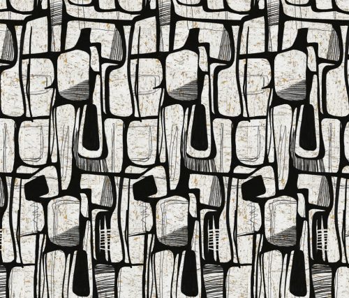Emiliana Parati DB Style Voyage Panels parafa anyagú, fekete, fehér, arany színű, absztrakt , Modern poszter
