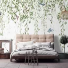 WallVision Consalnet Poszter modern fehér, zöld, kék, rózsaszínszínű, vlies Madaras, leveles