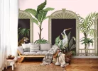 WallVision Consalnet Poszter modern beige, zöld, rózsaszín, fehér, fekete, narancssárgaszínű, vlies növényes, állatos