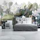 WallVision Consalnet Poszter modern fehér, zöld, lilaszínű, vlies virágos, leveles