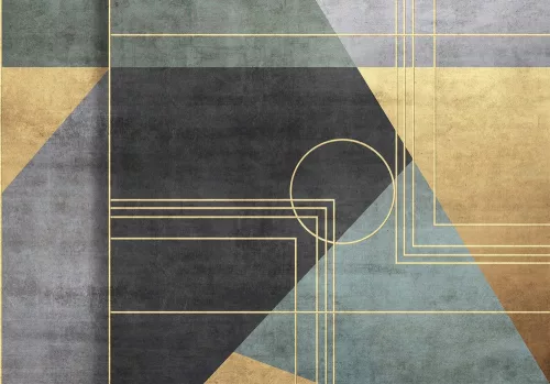 WallVision Consalnet Poszter modern arany, fekete, zöld, szürkeszínű, vlies geometriai