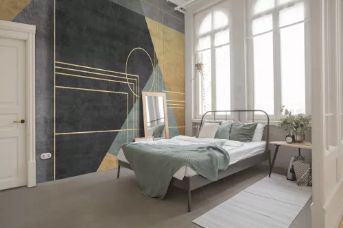 WallVision Consalnet Poszter modern arany, fekete, zöld, szürkeszínű, vlies geometriai