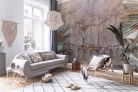 WallVision Consalnet Poszter vintage, romantikus homok, beige, barna, lila, zöldszínű, vlies épület, növény