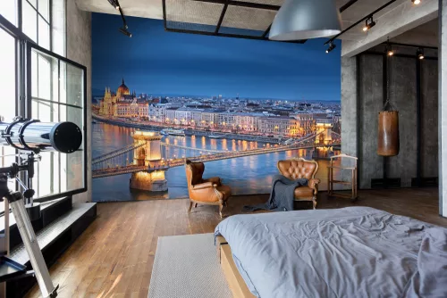 WallVision Consalnet Poszter modern kék, sárga, fehérszínű, vlies város