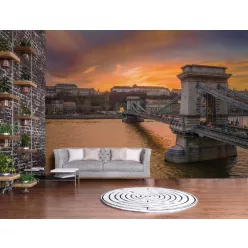   WallVision Consalnet Poszter modern narancssárga, kék, homokszínű, vlies város