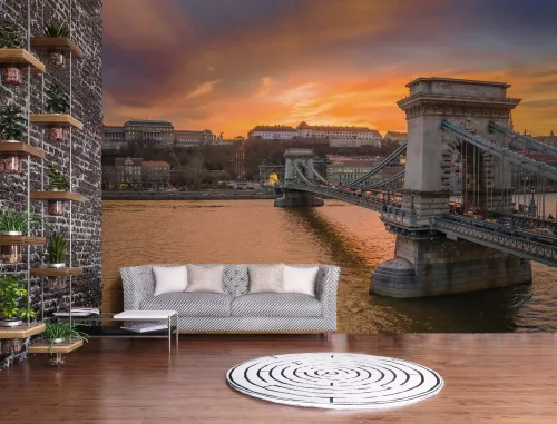 WallVision Consalnet Poszter modern narancssárga, kék, homokszínű, vlies város