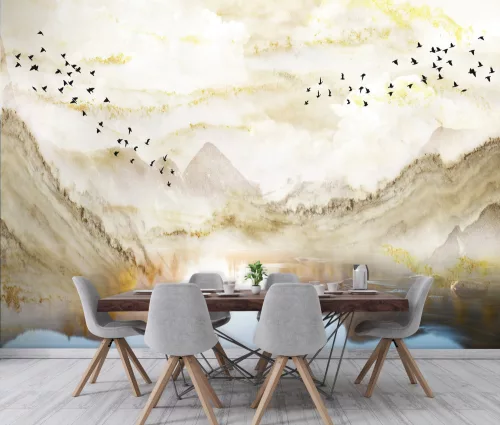 WallVision Consalnet Poszter modern barna, fekete, beige, sárgaszínű, vlies hegyvidék