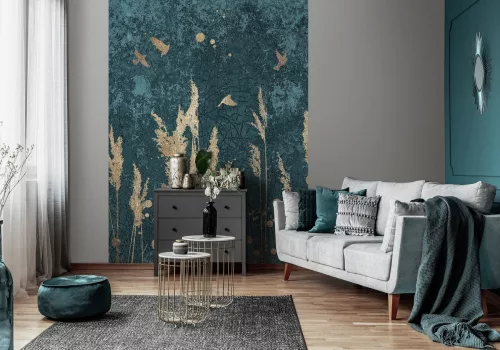 WallVision Consalnet Poszter modern türkiz, aranyszínű, vlies növényes, állatos