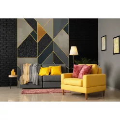   WallVision Consalnet Poszter modern arany, szürke, fekete, narancssárgaszínű, vlies geometriai