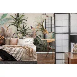   WallVision Consalnet Poszter modern beige, zöld, lila, barnaszínű, vlies növényes, madaras
