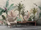 WallVision Consalnet Poszter modern beige, zöld, lila, barnaszínű, vlies növényes, madaras