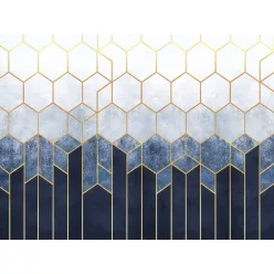   WallVision Consalnet Poszter modern arany, kék, fehérszínű, vlies geometriai, sejtminta
