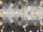 WallVision Consalnet Poszter modern fekete, arany, szürkeszínű, vlies geometriai, sejtminta
