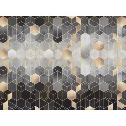   WallVision Consalnet Poszter modern fekete, arany, szürkeszínű, vlies geometriai, sejtminta