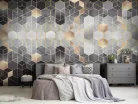 WallVision Consalnet Poszter modern fekete, arany, szürkeszínű, vlies geometriai, sejtminta