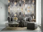 WallVision Consalnet Poszter modern fekete, arany, szürkeszínű, vlies geometriai, sejtminta