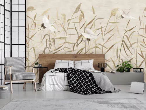 WallVision Consalnet Poszter modern beige, zöld, fehérszínű, vlies növényes, madaras