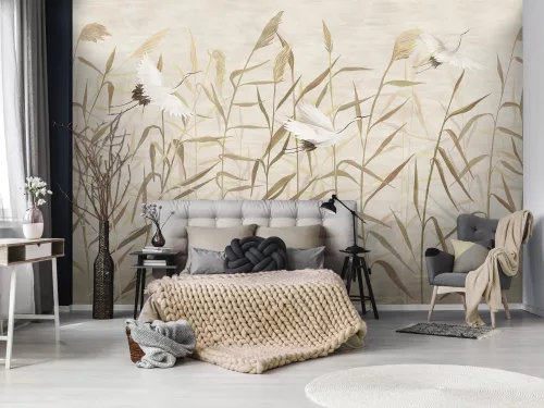 WallVision Consalnet Poszter modern beige, zöld, fehérszínű, vlies növényes, madaras