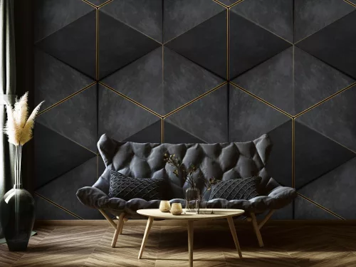 WallVision Consalnet Poszter modern szürke, aranyszínű, vlies geometriai, 3d