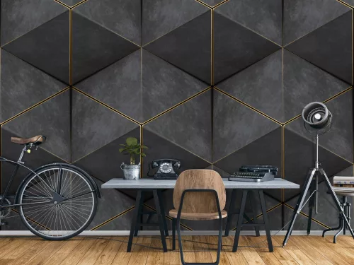 WallVision Consalnet Poszter modern szürke, aranyszínű, vlies geometriai, 3d