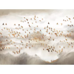   WallVision Consalnet Poszter modern beige, fehér, aranyszínű, vlies hegyvidék, madaras