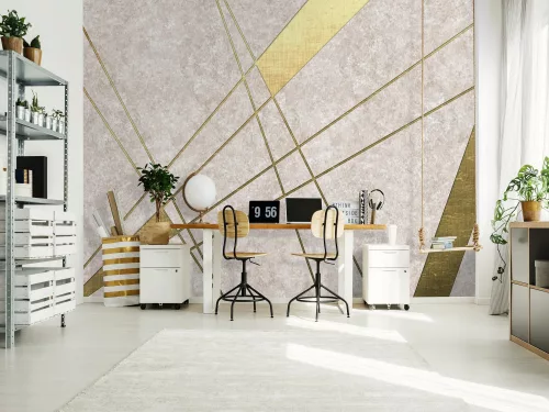 WallVision Consalnet Poszter modern arany, homokszínű, vlies geometriai