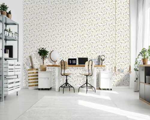WallVision Consalnet Poszter modern fehér, aranyszínű, vlies geometriai