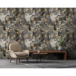   WallVision Consalnet Poszter modern fekete, arany, szürkeszínű, vlies geometriai, absztrakt