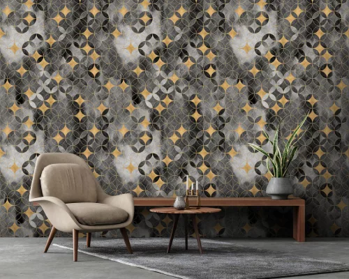 WallVision Consalnet Poszter modern fekete, arany, szürkeszínű, vlies geometriai, absztrakt
