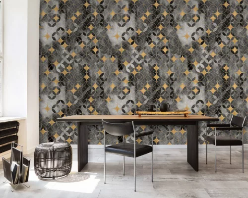 WallVision Consalnet Poszter modern fekete, arany, szürkeszínű, vlies geometriai, absztrakt