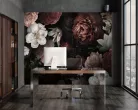 WallVision Consalnet Poszter modern, romantikus fekete, korall, rózsaszín, fehér, mályvaszínű, vlies virágos