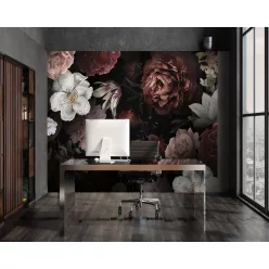   WallVision Consalnet Poszter modern, romantikus fekete, korall, rózsaszín, fehér, mályvaszínű, vlies virágos