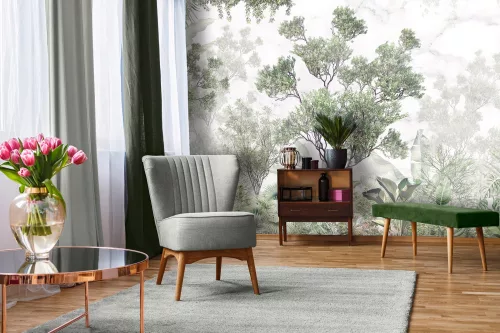 WallVision Consalnet Poszter modern fehér, zöld, szürke, barnaszínű, vlies növényes