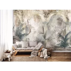   WallVision Consalnet Poszter modern szürke, fehér, zöld, barna, színű, vlies épület, növény