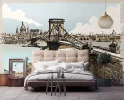 WallVision Consalnet Poszter vintage barna, fekete, drapp, kék, fehérszínű, vlies tájkép