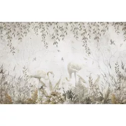   WallVision Consalnet Poszter modern zöld, szürke, beige, barnaszínű, vlies növényes, madaras