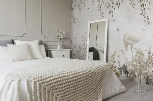 WallVision Consalnet Poszter modern zöld, szürke, beige, barnaszínű, vlies növényes, madaras
