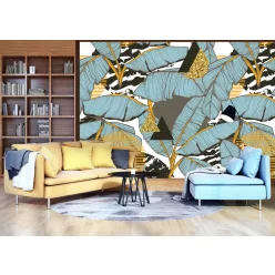   WallVision Consalnet Poszter modern arany, fekete, fehér, kék, barnaszínű, vlies leveles