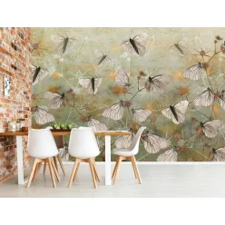   WallVision Consalnet Poszter modern drapp, zöld, barna, szürka, narancssárgaszínű, vlies pillangós