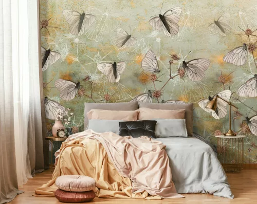 WallVision Consalnet Poszter modern drapp, zöld, barna, szürka, narancssárgaszínű, vlies pillangós